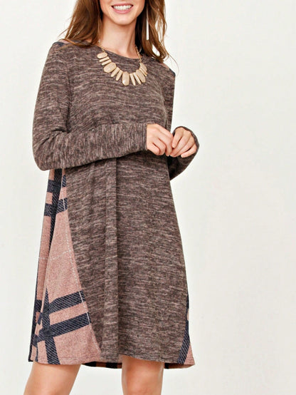 Boho Retro Classic Cap Sleeve Raglan Contrast  Stripe Green Red Navy Pink Grey Tunic Dress