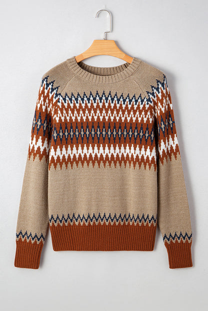 Threaded Pear Eva Aztec Crew Neck Sweater