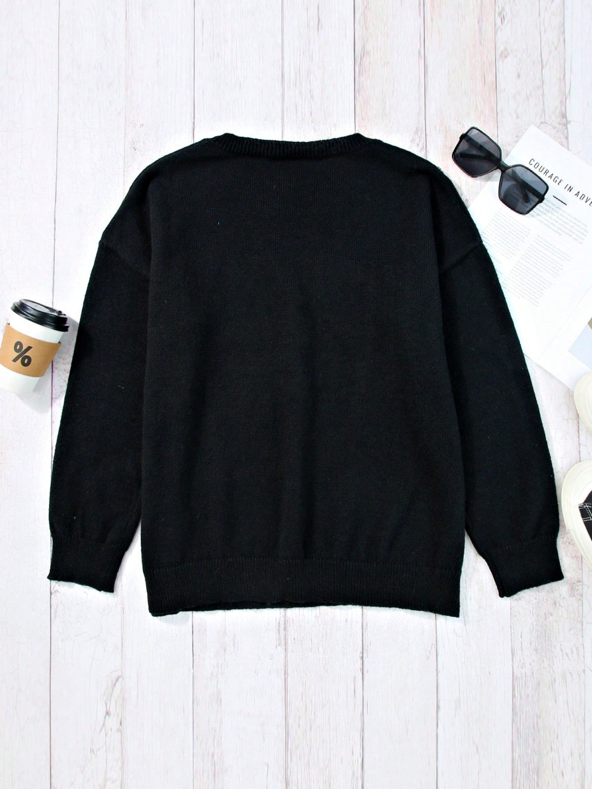 Boho Retro Vintage  90's  Drop Shoulder Dolman Sleeve Turtle Mock Neck Blue Green Pink Rose Stripe Merry Christmas Holly  Sweater Knit Top Pullover