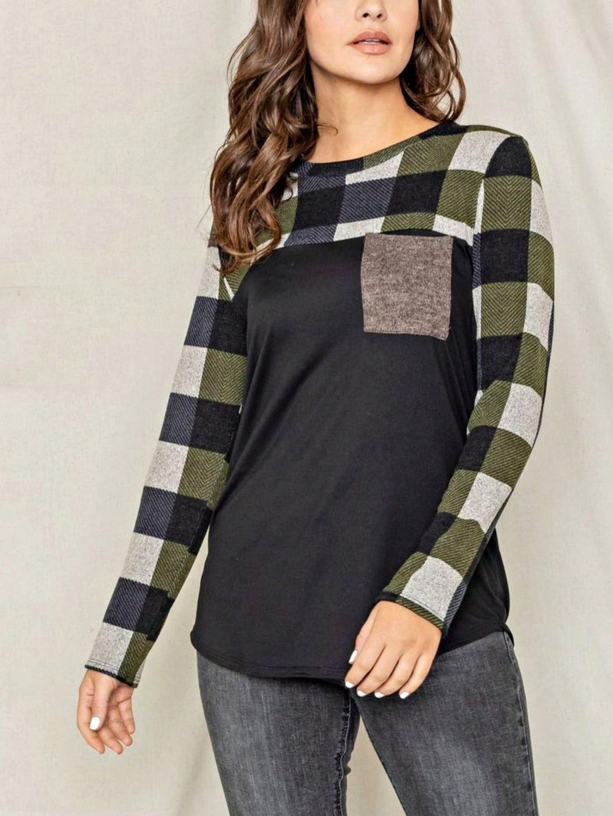 Boho Retro 90's Vintage Out Stitch Raglan Sleeve Cuff Paisley Plaid Checker Christmas Stripe Leopard  Accented Knit Top Shirt Blouse