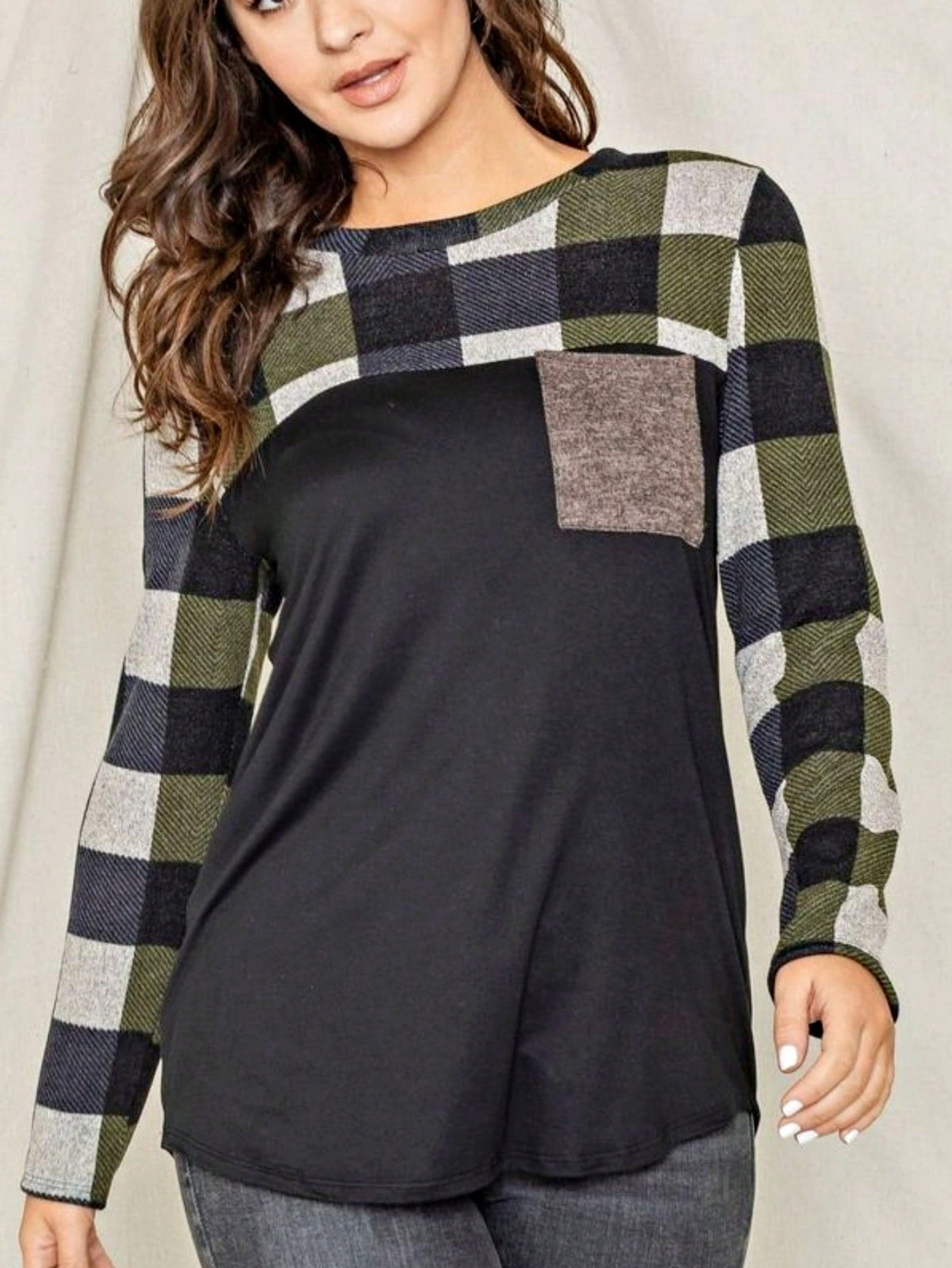 Boho Retro 90's Vintage Out Stitch Raglan Sleeve Cuff Paisley Plaid Checker Christmas Stripe Leopard  Accented Knit Top Shirt Blouse