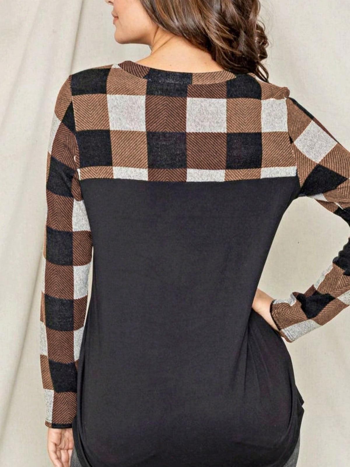 Boho Retro 90's Vintage Out Stitch Raglan Sleeve Cuff Paisley Plaid Checker Christmas Stripe Leopard  Accented Knit Top Shirt Blouse