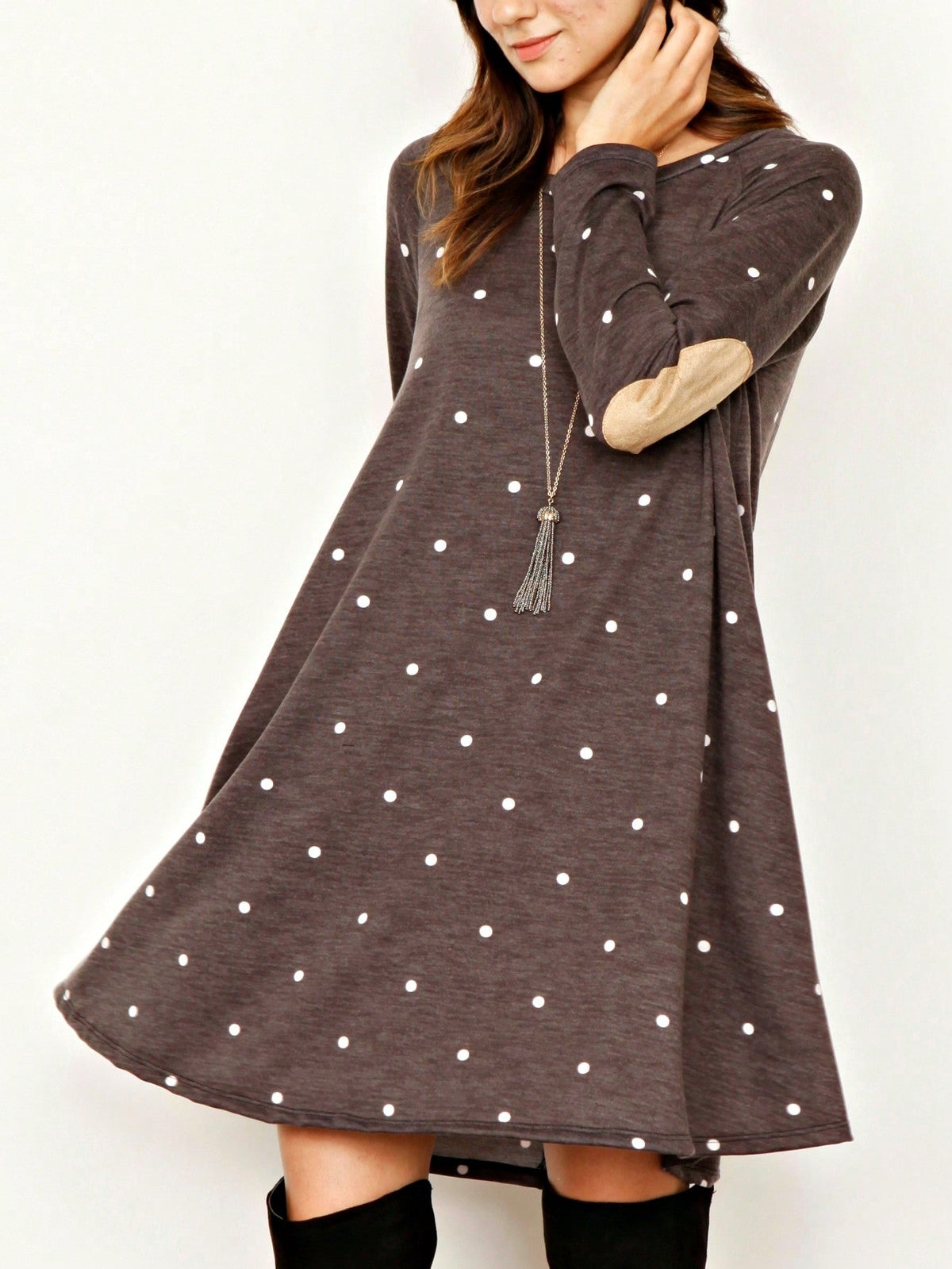 Boho Retro 90's Vintage Leopard Black Brown V Neck Empire Waist  Bubble Puff Long Sleeve Tunic Top