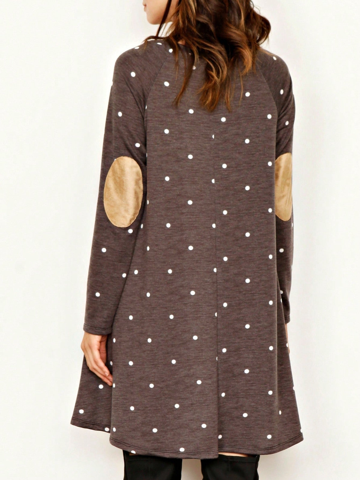 Boho Retro 90's Vintage Leopard Black Brown V Neck Empire Waist  Bubble Puff Long Sleeve Tunic Top