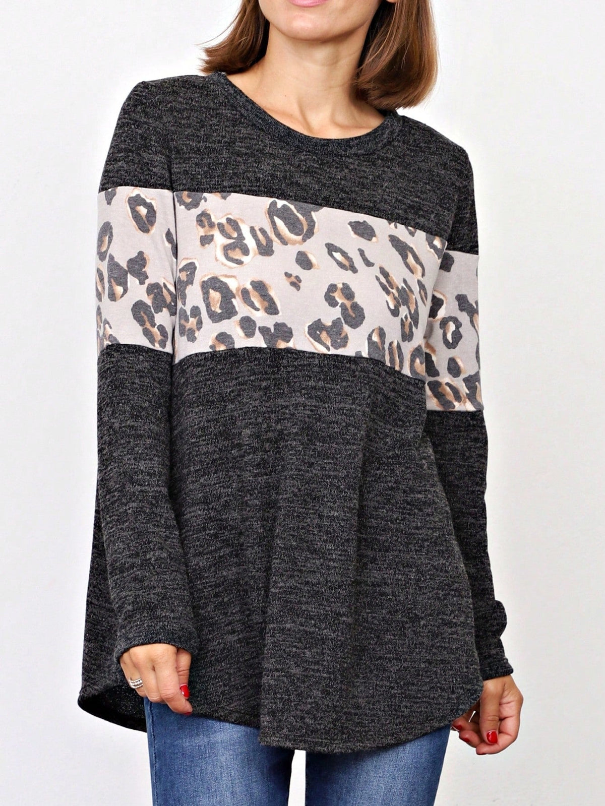 Boho Retro 90's Vintage  Preppy V Stitch  Stripe Knit Contrast Binding Brushed Soft Floral Raglan Sleeve Tunic Top Pullover Only