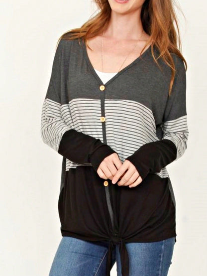 Boho Vintage Stripe Cute Baby Doll High And Low Top Blouse Tunic With Side Slit Small To 3 XL Plus