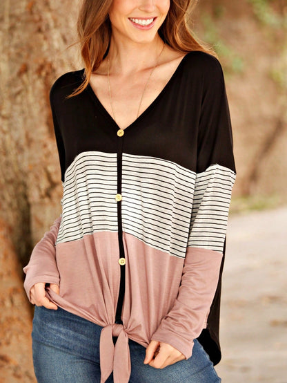 Boho Vintage Stripe Cute Baby Doll High And Low Top Blouse Tunic With Side Slit Small To 3 XL Plus
