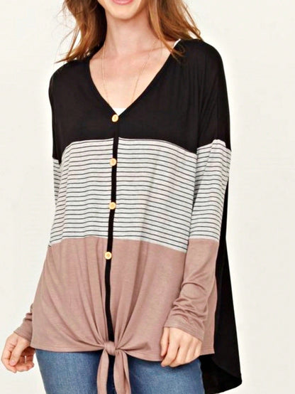 Boho Vintage Stripe Cute Baby Doll High And Low Top Blouse Tunic With Side Slit Small To 3 XL Plus