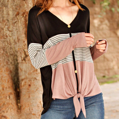 Boho Vintage Stripe Cute Baby Doll High And Low Top Blouse Tunic With Side Slit Small To 3 XL Plus