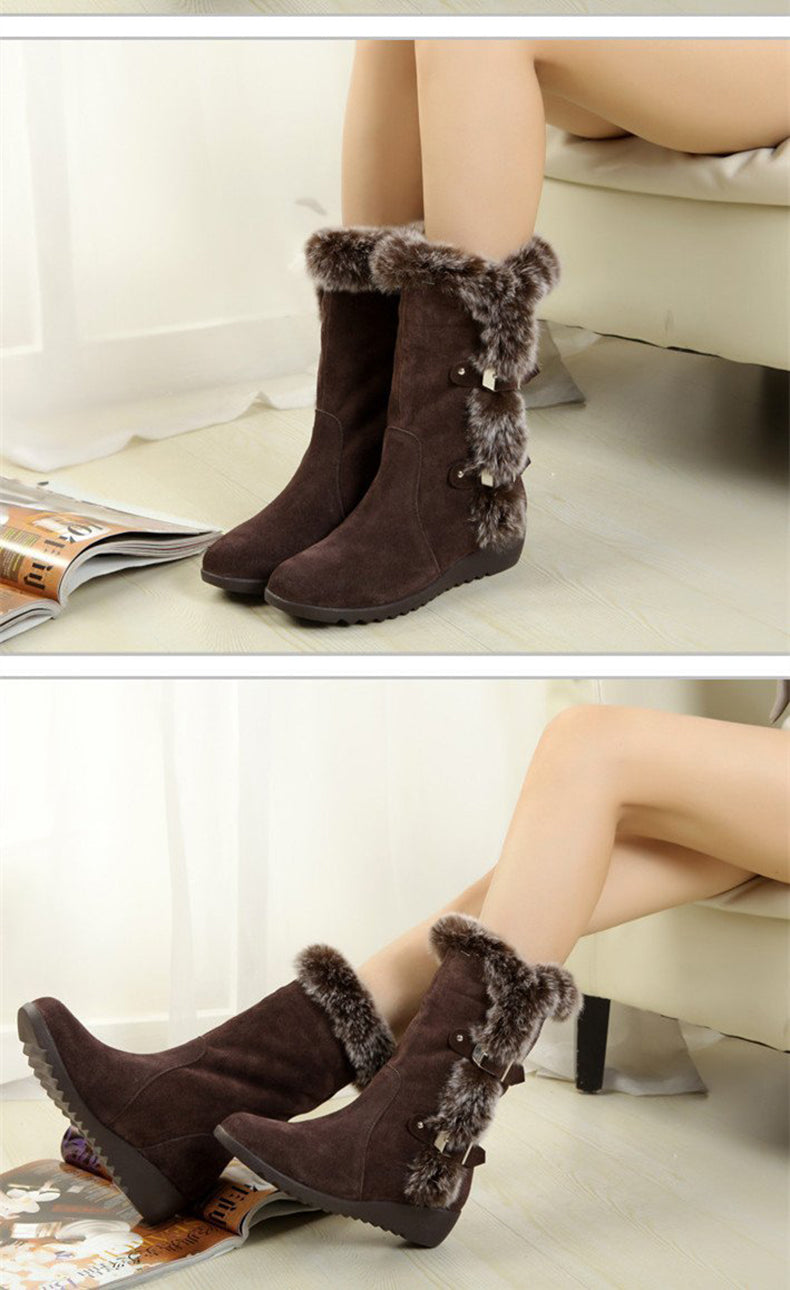 Women’s Mid-Calf Snow Boots | Faux Fur Plush Lined Winter Boots | High-Sense Waterproof Thermal Outdoor Boots | Trendy Minimalist Warm Winter Footwear | 2026 High-Fashion Anti-Slip Snow Boots