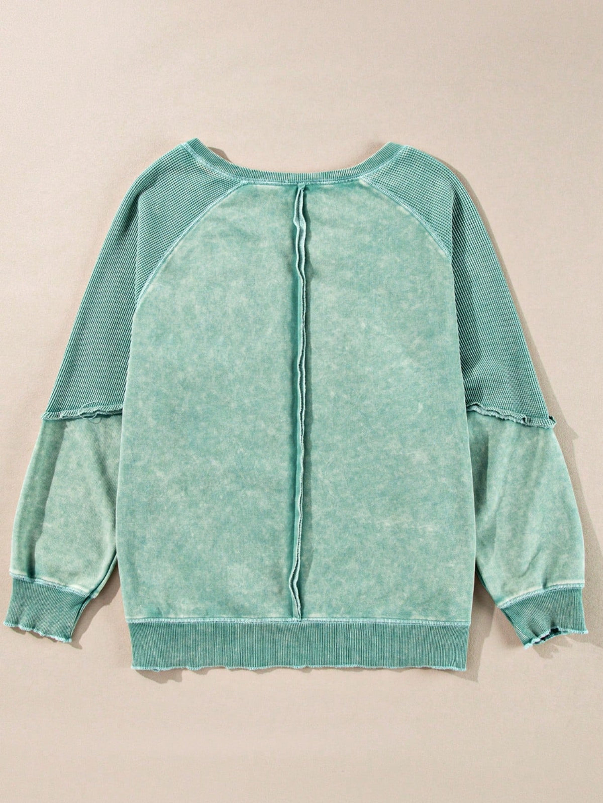 Boho Retro 60's Cotton Mix  Drop Shoulder Mineral Acid Washed Oversized Mock Neck Dolman T Shirt Top  Sweat Shirt