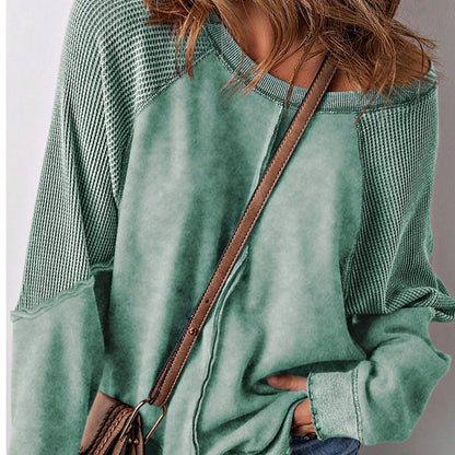 Boho Retro 60's Cotton Mix  Drop Shoulder Mineral Acid Washed Oversized Mock Neck Dolman T Shirt Top  Sweat Shirt