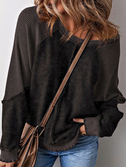 Boho Retro 60's Cotton Mix  Drop Shoulder Mineral Acid Washed Oversized Mock Neck Dolman T Shirt Top  Sweat Shirt