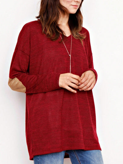 Boho Retro 90's Vintage  Bandana Paisley Olive Burgundy Cute Side Cut Knit Top Blouse Cool Tunic