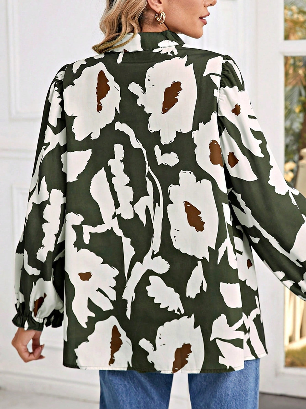 Boho Retro Vintage Viscose 90's Khaki Beige Apricot Ruffle V Neck Half Sleeve Loose Top Shirt Blouse