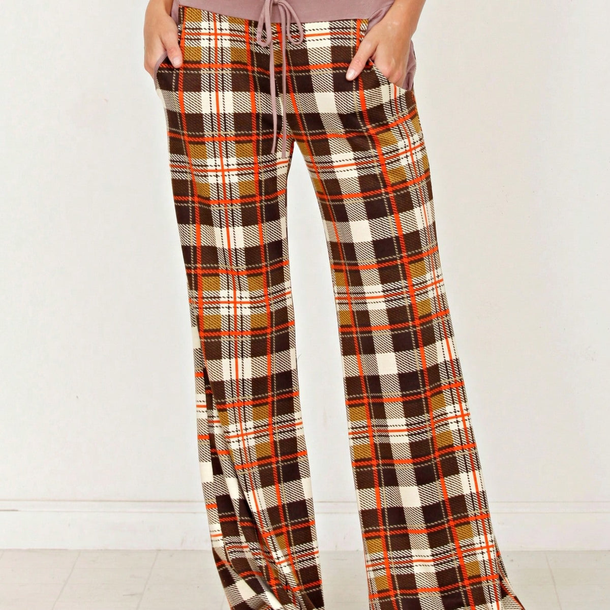 Floral Drawstring Fold Over Band Wide Leg Lounge Pants