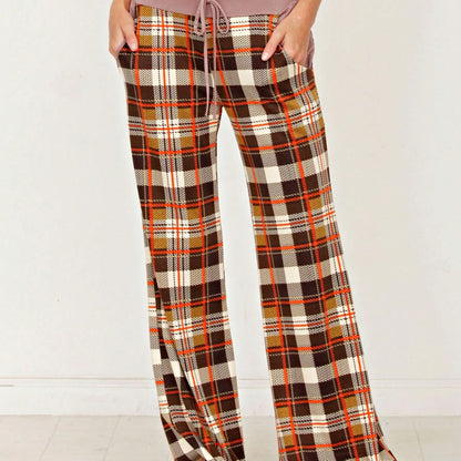 Floral Drawstring Fold Over Band Wide Leg Lounge Pants