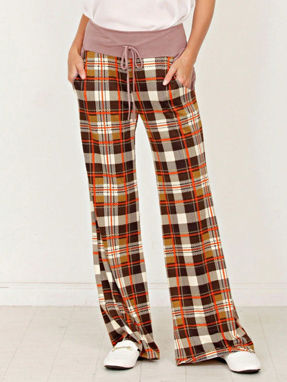 Floral Drawstring Fold Over Band Wide Leg Lounge Pants