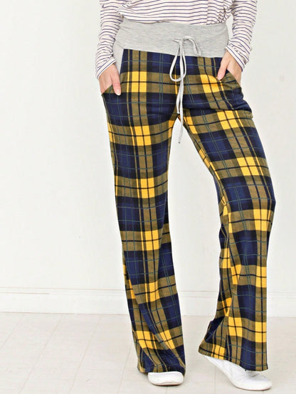 Floral Drawstring Fold Over Band Wide Leg Lounge Pants