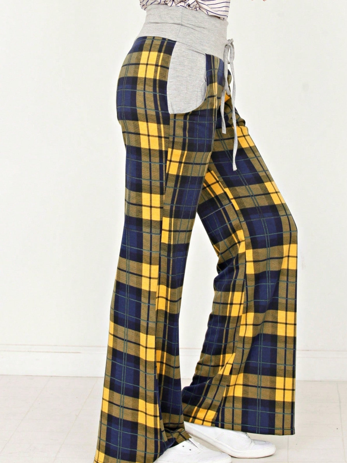 Floral Drawstring Fold Over Band Wide Leg Lounge Pants