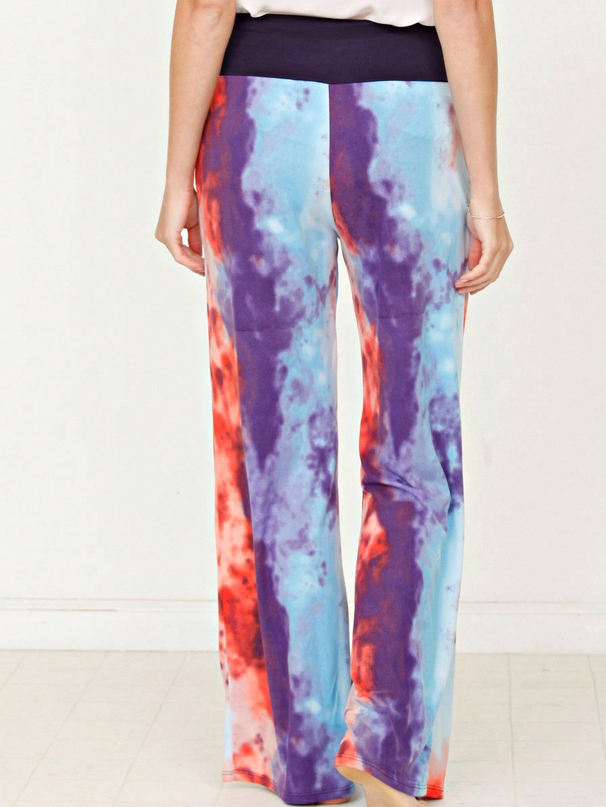 Floral Drawstring Fold Over Band Wide Leg Lounge Pants