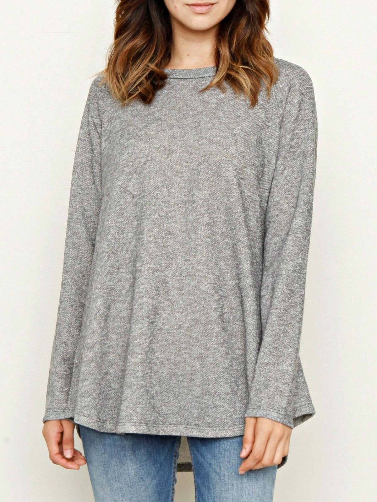 Boho Retro 90's Vintage V Stitch  Stripe Knit Contrast Binding Brushed Soft Stripe Raglan Sleeve Tunic Top Pullover