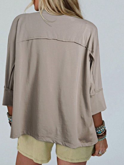 Boho Retro Vintage 60's Vibe Cream Cotton Raglan Lantern Bubble Puff  Sleeve  Floral Rib Patchwork Top Sweat Shirt Blouse