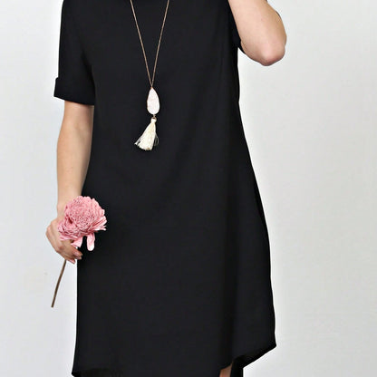 Boho Retro 90's Dot Baby Doll Tiered Ruffle Swing Black Brown Woven Fall Dress Small To 3XL Plus