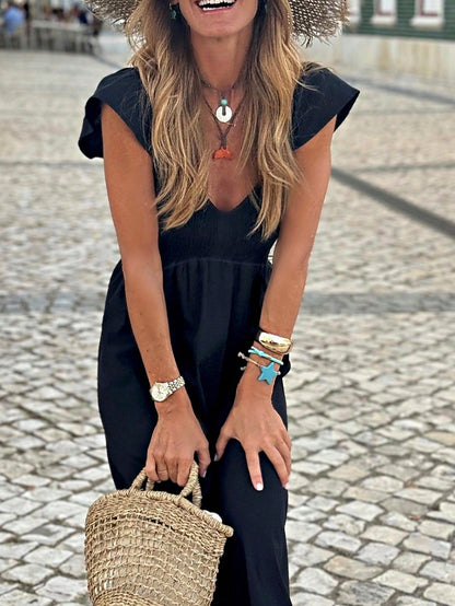 Boho Vacation Cotton Wavy White Elegant Tiered Maxi Long Shirt  Dress With Drawstring  Versatile Summer Dress For Women