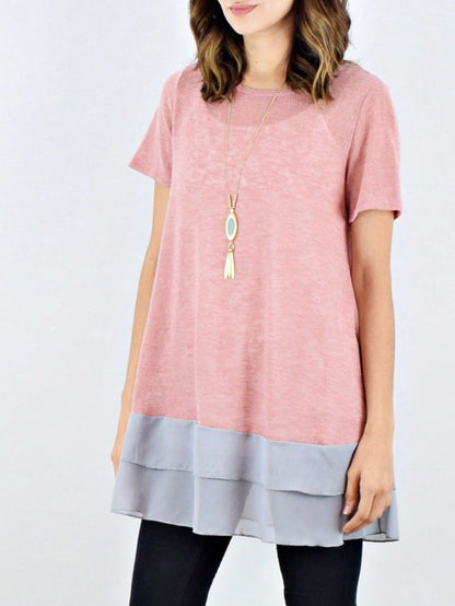 Boho Retro Knot Twisted Front Floral Stripe Knit  Top Blouse Shirt Pullover With Front Pocket