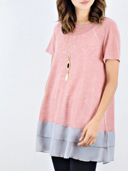 Boho Retro Knot Twisted Front Floral Stripe Knit  Top Blouse Shirt Pullover With Front Pocket
