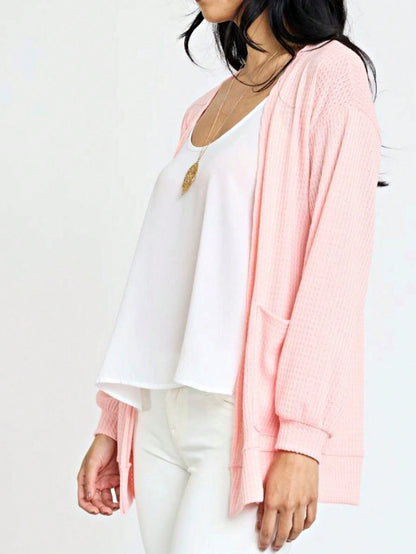 Boho Vintage Stripe Grey Violet Light Weight Three Quarter Sleeve  Knit Slouch Kimono Cardigan