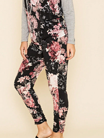 Boho Retro 90's Tie Dye Pink Blue Solid Olive Navy Black Charcoal  Grey Shirred Ruched Cuff  Jogger Pants With Drawstring And Pocket
