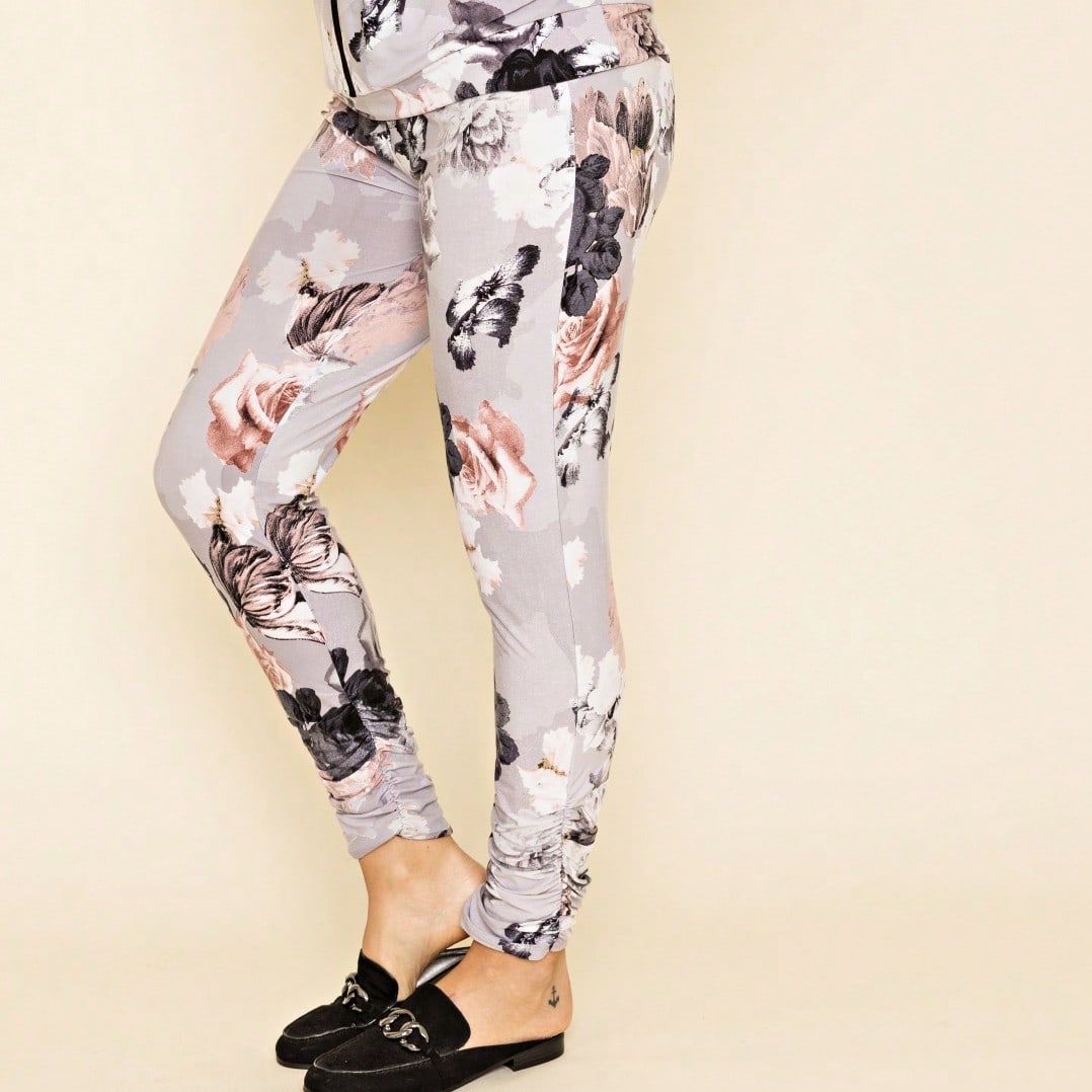 Boho Retro 90's Tie Dye Pink Blue Solid Olive Navy Black Charcoal  Grey Shirred Ruched Cuff  Jogger Pants With Drawstring And Pocket