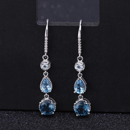 Fashionable Elegant Natural Gemstone Earrings | Genuine S925 Sterling Silver Studs | Luxury Crystal Drop Earrings for Women | Premium Hypoallergenic Fine Jewelry Gift