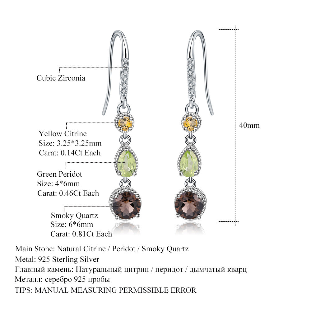 Fashionable Elegant Natural Gemstone Earrings | Genuine S925 Sterling Silver Studs | Luxury Crystal Drop Earrings for Women | Premium Hypoallergenic Fine Jewelry Gift