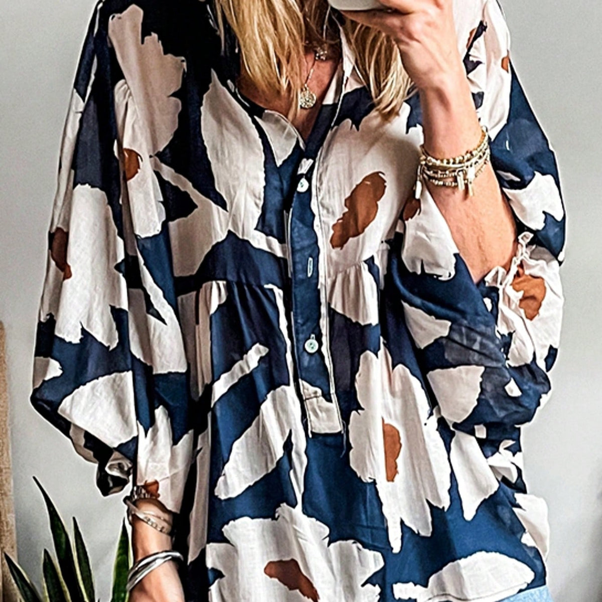 Boho Retro Vintage Viscose 90's Khaki Beige Apricot Ruffle V Neck Half Sleeve Loose Top Shirt Blouse