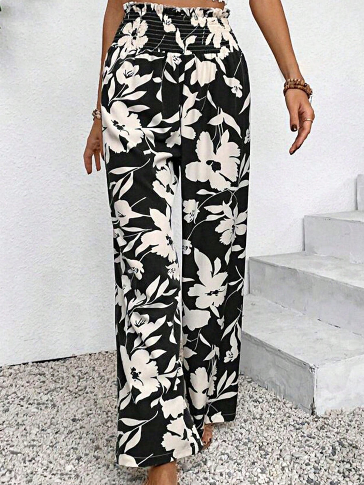 Boho Retro 90's Solid Black  Charcoal Viscose Shape High Waist Flared Leggings Pants