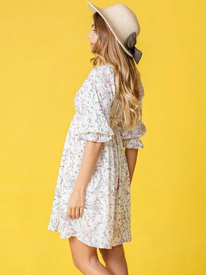 Boho Retro Tiered Tab Sleeve Beige Cream  Tiered Ruffle Swing Woven Dress Small To 3XL Plus