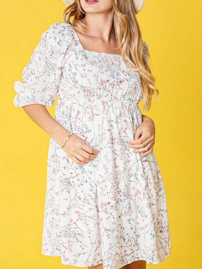 Boho Retro Tiered Tab Sleeve Beige Cream  Tiered Ruffle Swing Woven Dress Small To 3XL Plus