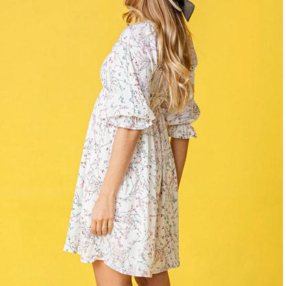 Boho Retro Tiered Tab Sleeve Beige Cream  Tiered Ruffle Swing Woven Dress Small To 3XL Plus