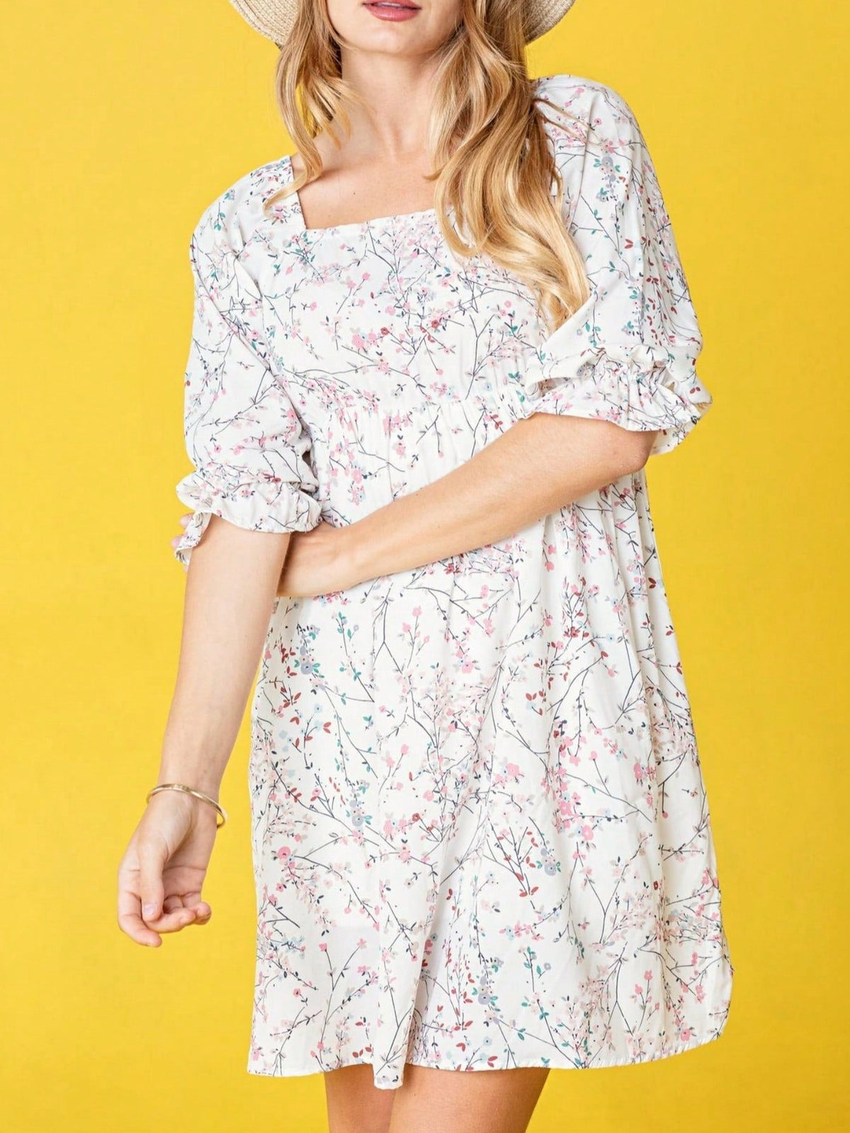 Boho Retro Tiered Tab Sleeve Beige Cream  Tiered Ruffle Swing Woven Dress Small To 3XL Plus