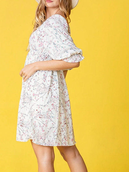 Boho Retro Tiered Tab Sleeve Beige Cream  Tiered Ruffle Swing Woven Dress Small To 3XL Plus