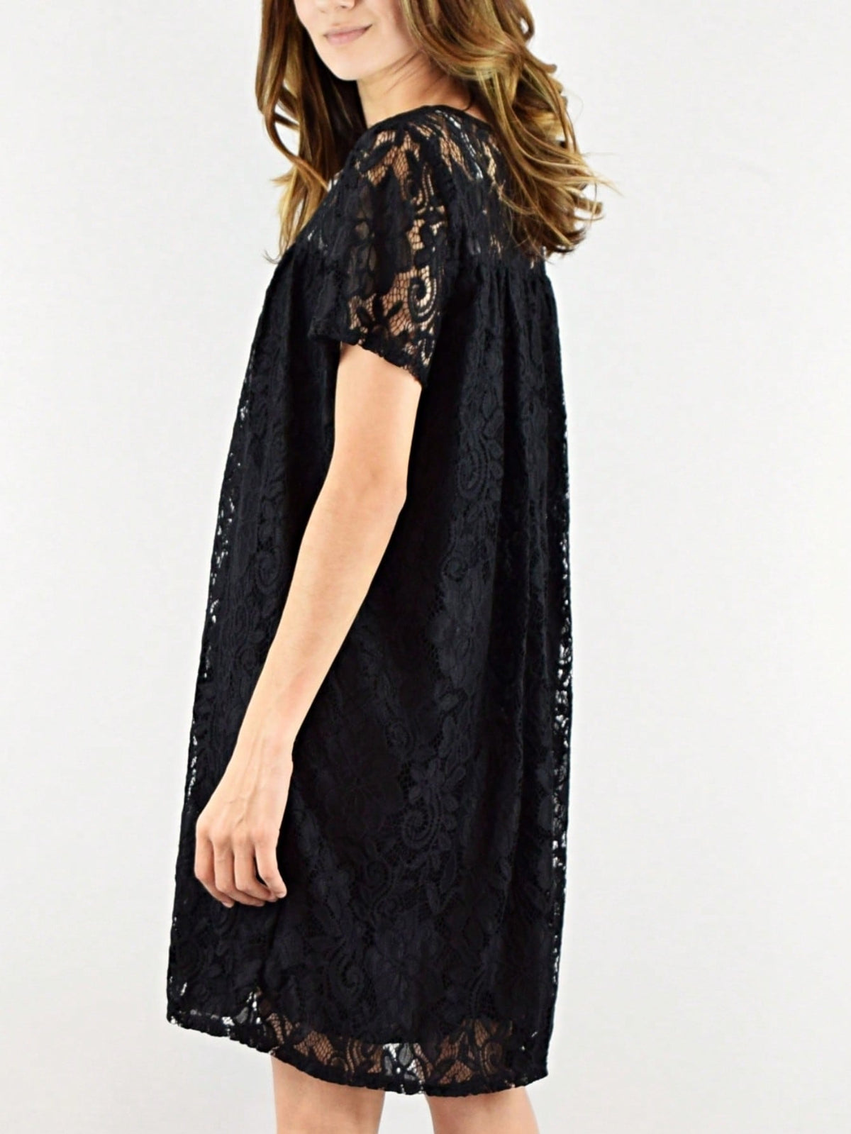 Boho Retro Burgundy  Red Lace Fit And Flare Three-Quarter Sleeve Lace