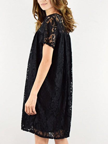 Boho Retro Burgundy  Red Lace Fit And Flare Three-Quarter Sleeve Lace