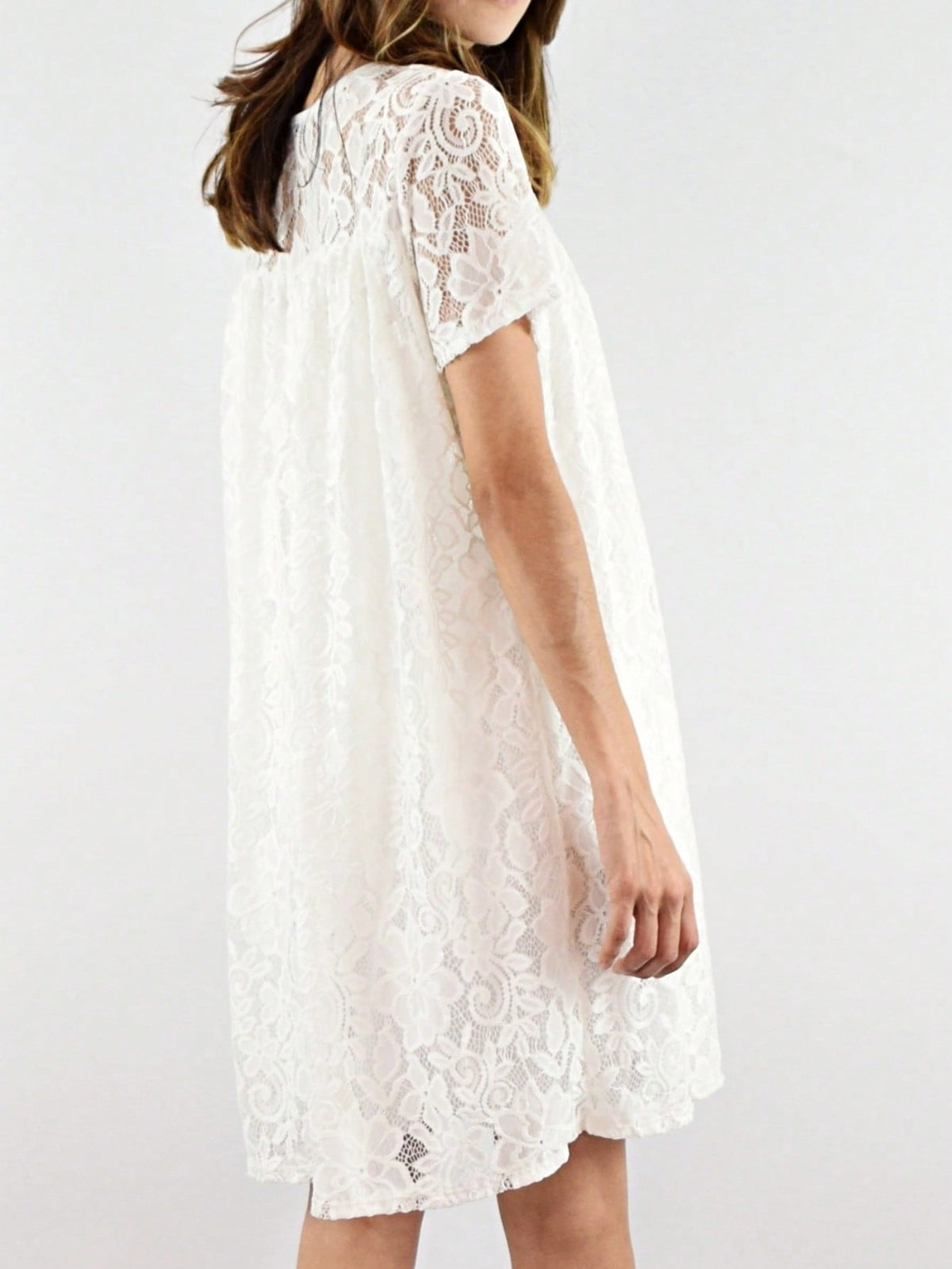 Boho Retro Burgundy  Red Lace Fit And Flare Three-Quarter Sleeve Lace