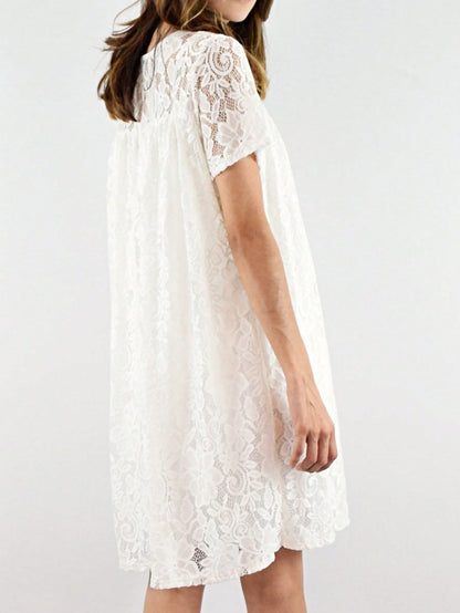 Boho Retro Burgundy  Red Lace Fit And Flare Three-Quarter Sleeve Lace