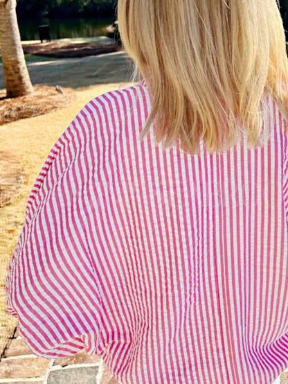 Boho Retro Vintage 90's Stripe Cotton Drop Shoulder Over Size V Neck Rugby  Preppy Shirt  Top Pullover Sweater