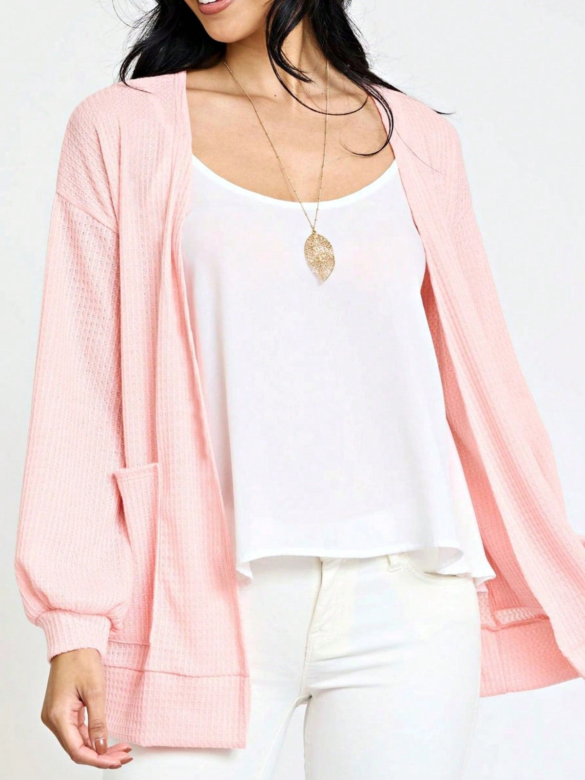 Boho Retro Peach Khaki Beige Floral Button  Puff Drop Shoulder Light Weight Terry Cardigan Small To 3 XL PLUS