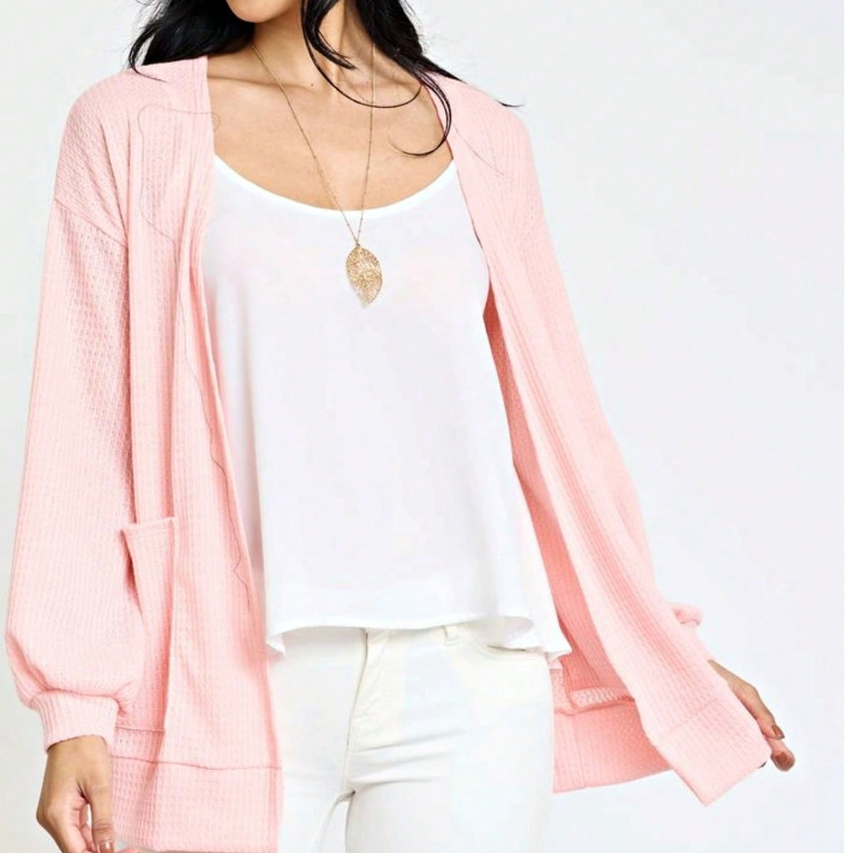 Boho Retro Peach Khaki Beige Floral Button  Puff Drop Shoulder Light Weight Terry Cardigan Small To 3 XL PLUS